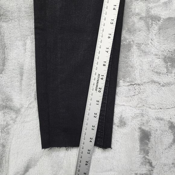 Zara Jeans Womens 6 Black High Rise Skinny Raw Ripped Busted Knee Stretch Denim - Picture 11 of 13